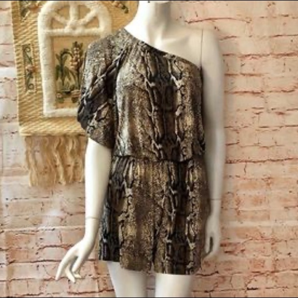 One Shoulder Snake Skin Romper